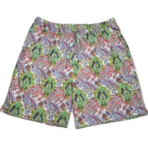 Peter Millar Paisley Print Lined Swim Trunks Drawstrings Multicolor‎ Men's L